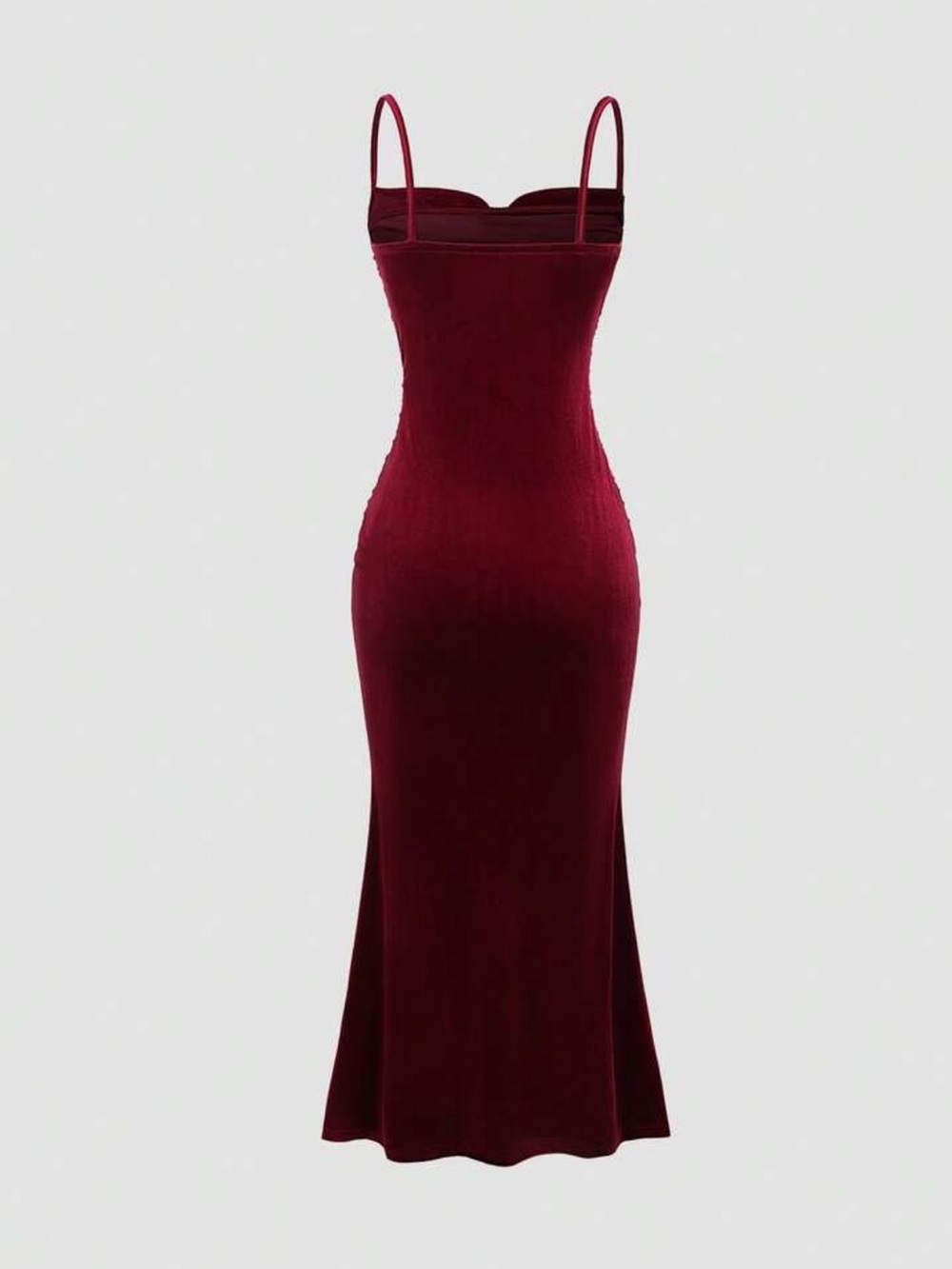 Women's Burgundy Bodycon Maxi Dress with Spaghetti Straps
